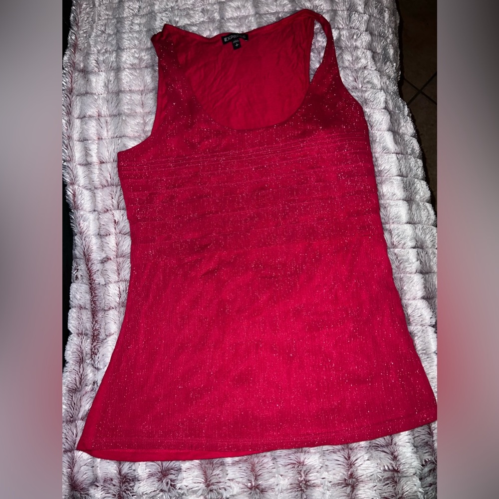 EXPRESS Royal Pink Tank w/ Silver metallic Threads Gently Used Size Small